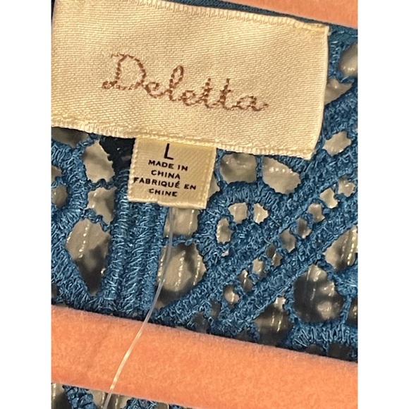 Anthropologie Deletta Croquet Teal Sleeveless Top NWT Size L - Picture 7 of 16